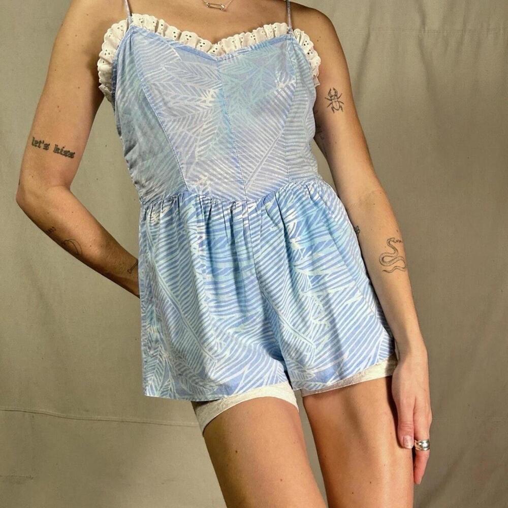Vintage Jantzen 1960s Swimsuit Playsuit Romper Style Cotton 12 Talon Zipper